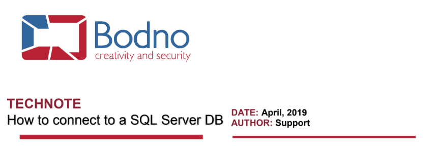 How To Connect To A SQL Server DB Bodno