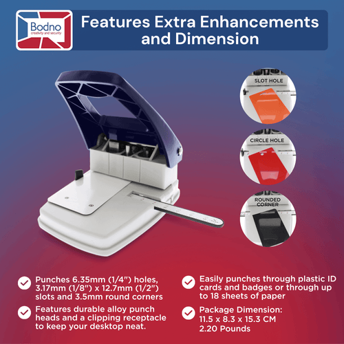 3-in-1 ID Badge Slot Punch for ID Cards (Works with All PVC Cards and ID Card Printers)