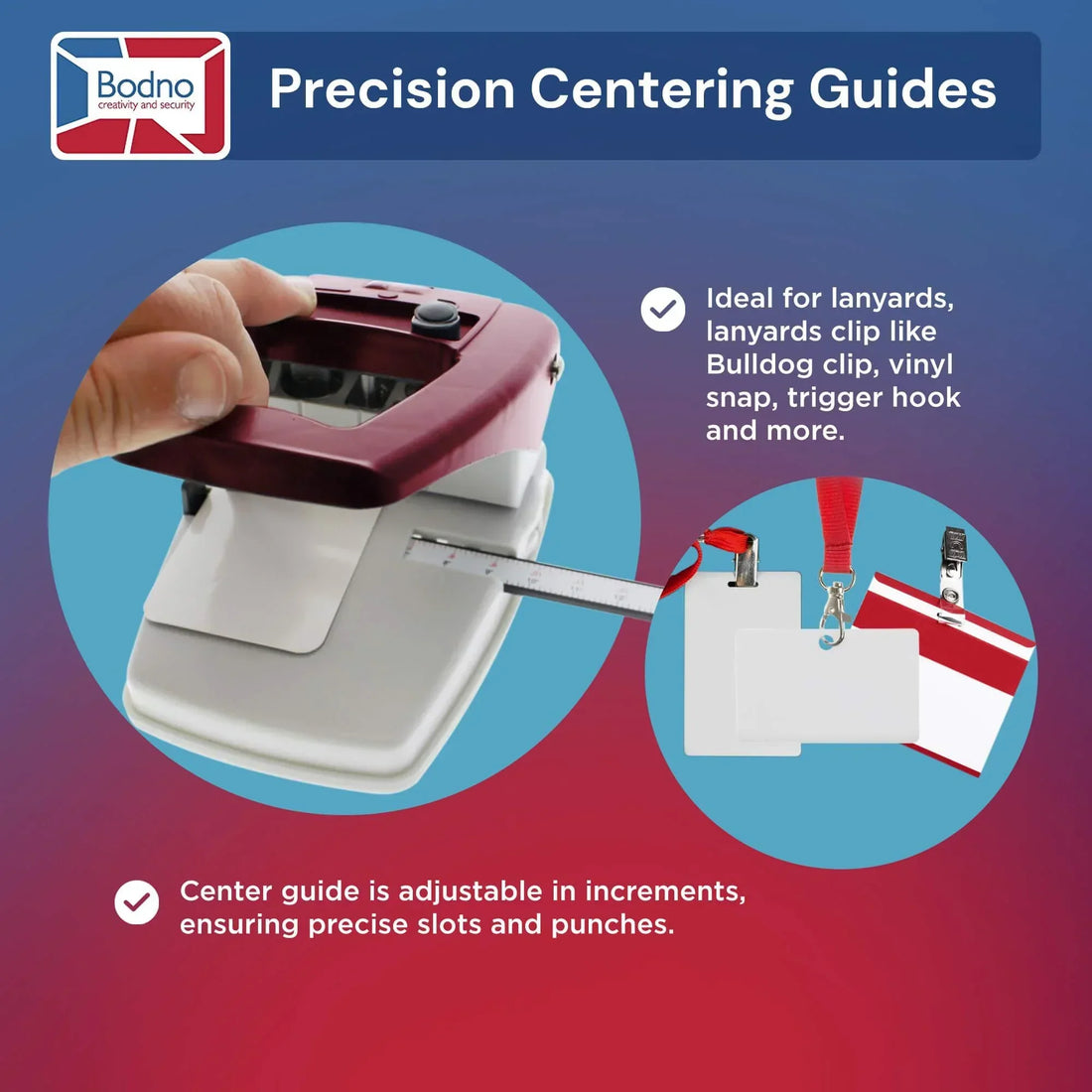 3-in-1 ID Badge Slot Punch for ID Cards (Works with All PVC Cards and ID Card Printers) - Bodno