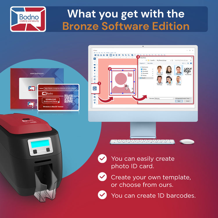 Magicard 400X Dual Sided ID Card Printer & Complete Supplies Package with Bodno ID Software - Bronze Edition