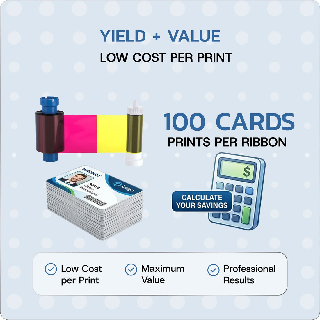 Magicard MD100YMCKO ribbon print yield: 100 prints