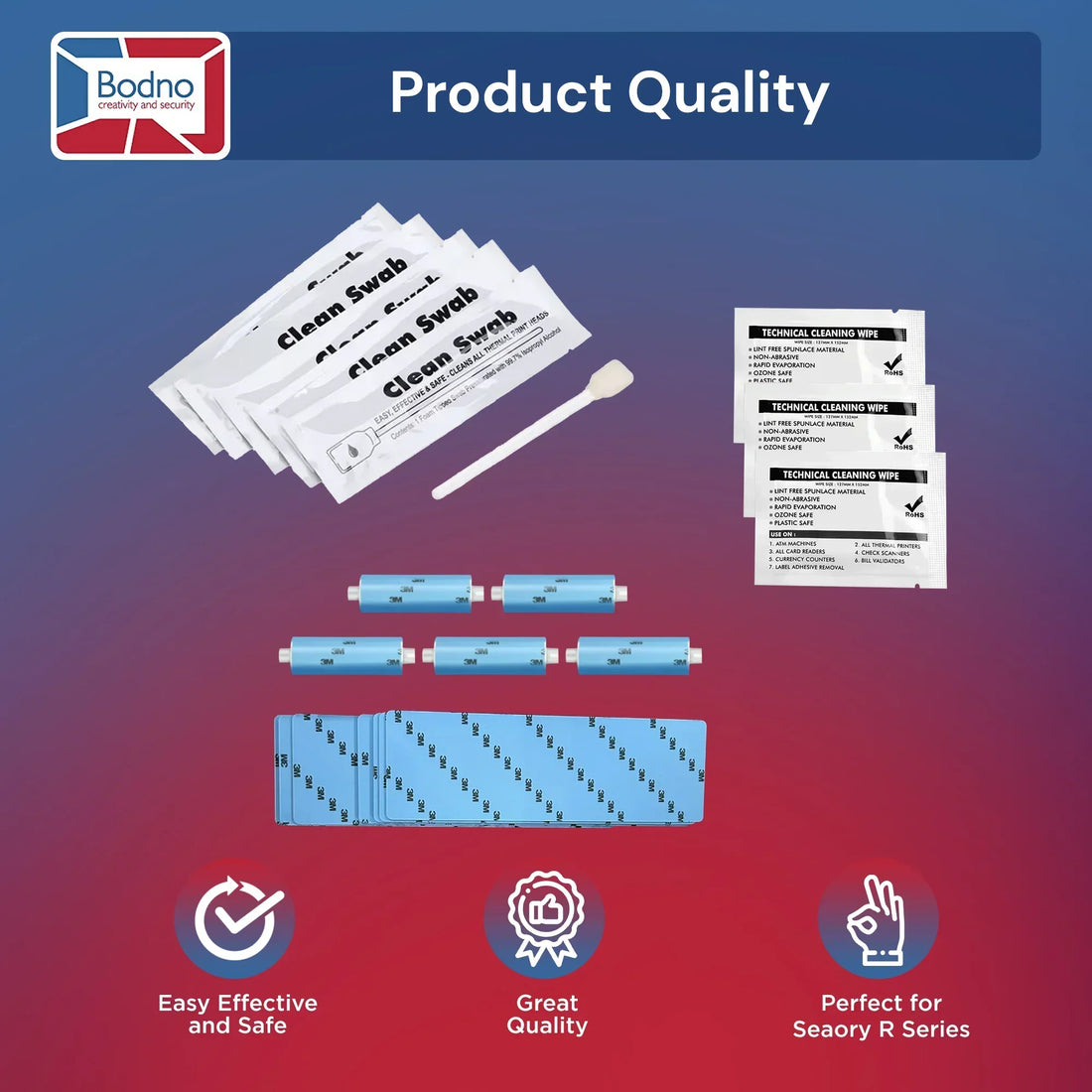 Bodno cleaning swabs, wipes and rollers for Seaory R-Series printers