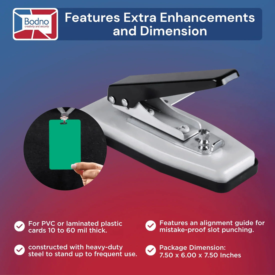 Hand held ID Card Slot Punch (Works with All PVC Cards and ID Card Printers) - Bodno