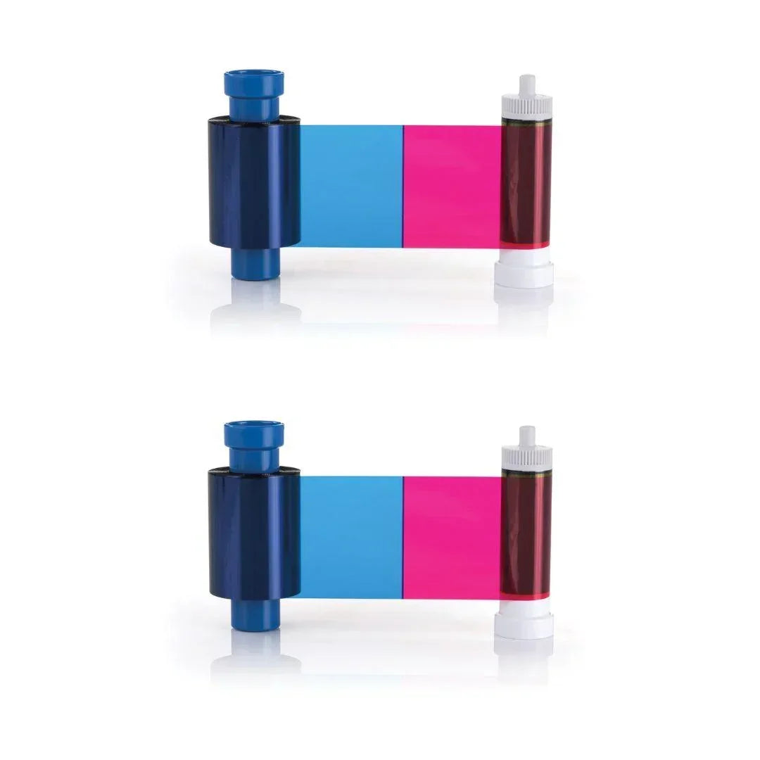 ID card printer ribbon with blue and magenta panels for high-quality ID card printing