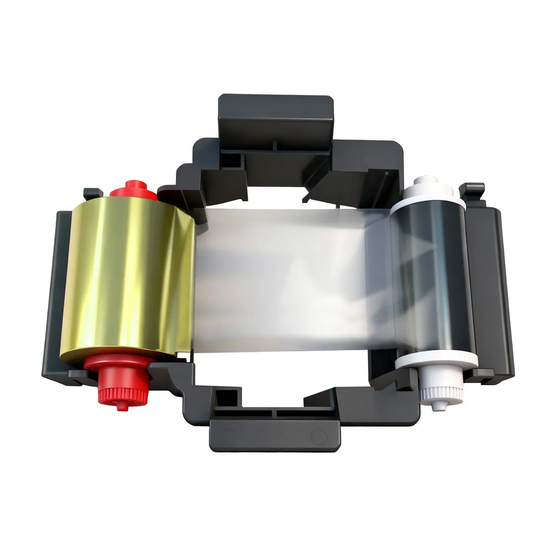 ID card printer ribbon cartridge with gold and black rolls for secure ID printing