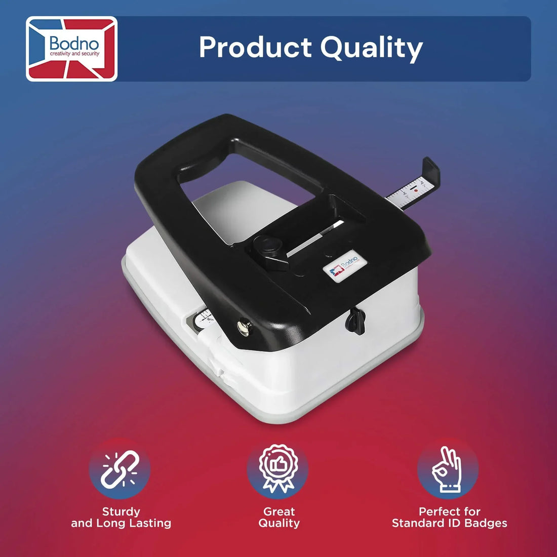 3-in-1 ID Badge Slot Punch for ID Cards (Works with All PVC Cards and ID Card Printers) - Bodno