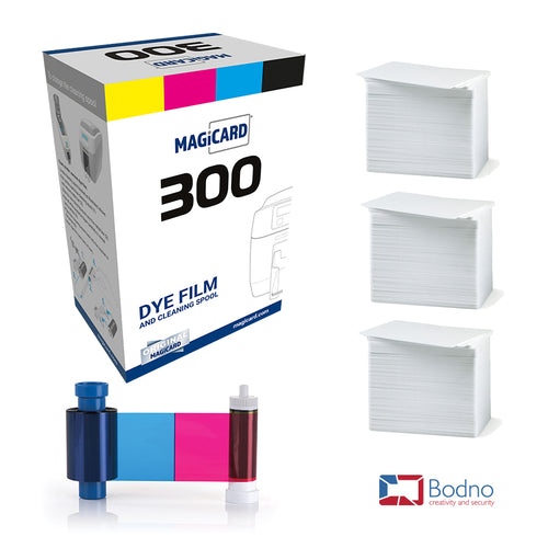 Magicard MC300YMCKO Color Ribbon - YMCKO - 300 prints With 300 Cards CR80 30 Mil PVC Cards