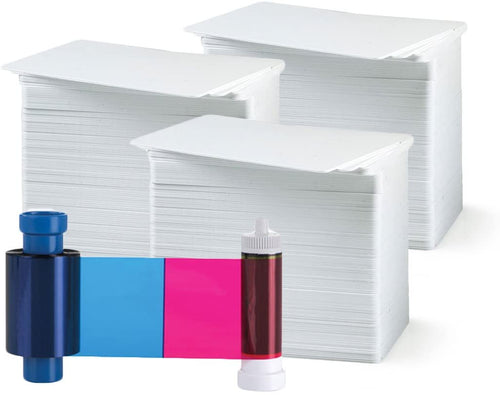Magicard MB300YMCKO Color Ribbon - YMCKO - 300 prints With 300 Bodno Premium Cards Premium CR80 30 Mil Graphic Quality PVC Cards