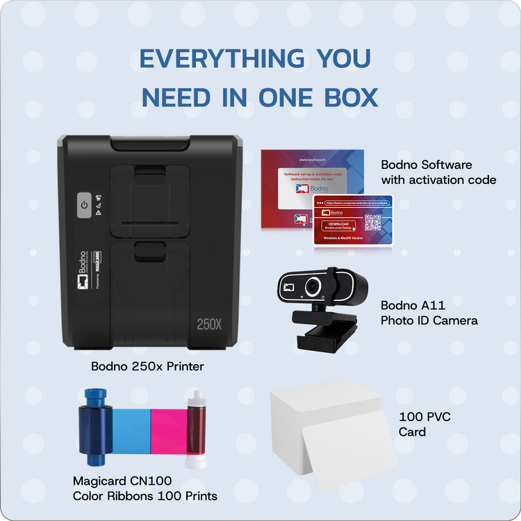 Bodno Magicard 250X ID Card Printer, Camera & Color Ribbon - Bronze