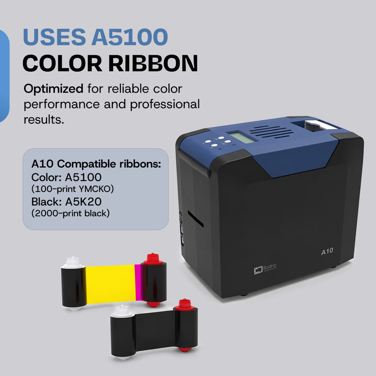 Bodno A10 Single Sided ID Card Printer & Complete Supplies Package with Bodno ID Software - Bronze Edition