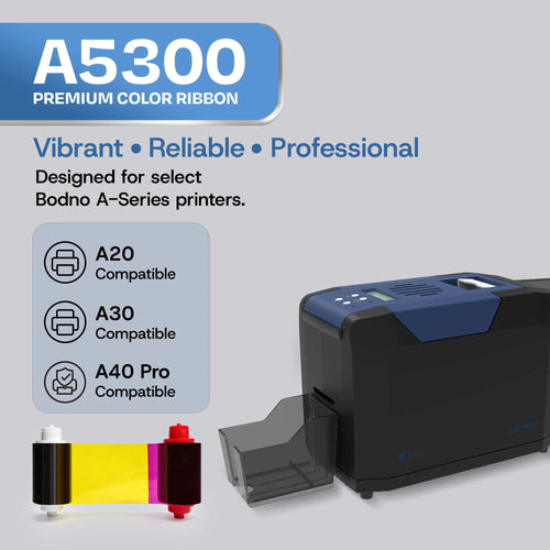 Bodno A5300 Color Ribbon for A20, A30, and A40 Printers - YMCKO - 300 Prints
