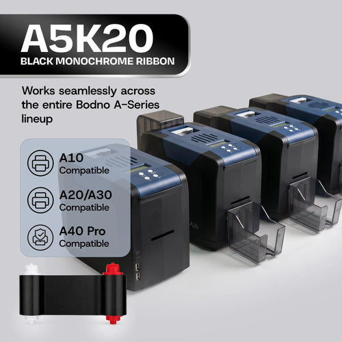 Bodno A5K20 Color Ribbon for A10, A20, A30, and A40 Pro Printers - K - 2000 Prints