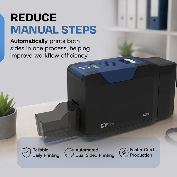 Bodno A30 Dual Sided ID Card Printer & Complete Supplies Package with Bodno ID Software - Bronze Edition