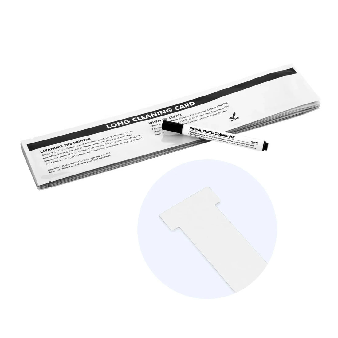 Long cleaning cards and thermal printer cleaning pen for ID card printer maintenance