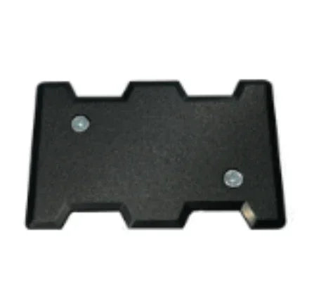 Black plastic ID card printer component with mounting screws