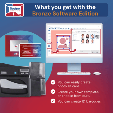 Fargo DTC4500e Dual Sided ID Card Printer & Complete Supplies Package with Bodno Bronze Edition ID Software 