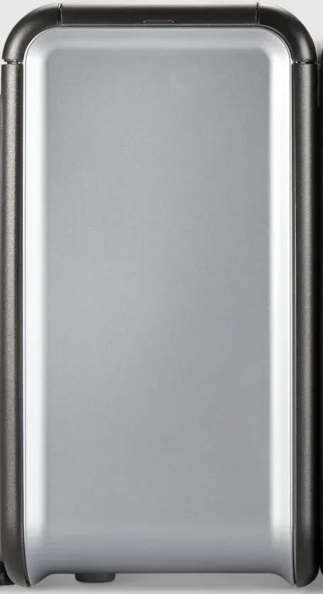 Compact ID card printer with sleek silver and black design for business or school use