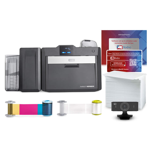 Fargo HDP6600 Dual Sided ID Card Printer & Supplies Package - Bodno Bronze Edition Software