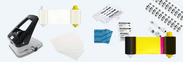 Bodno slot punch, cleaning supplies, badge clips and ribbons