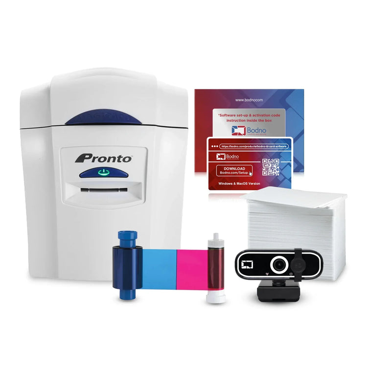 Magicard Pronto 100 ID Card Printer Kit – Complete Supplies With Software, Camera & 100-Print Ribbon