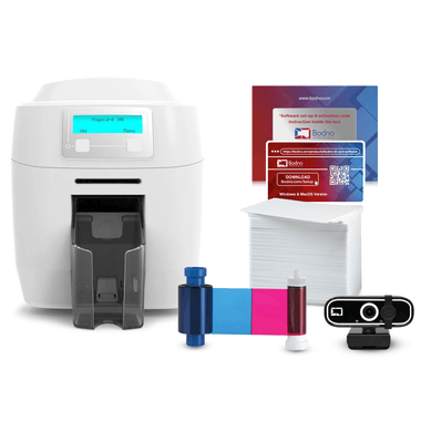 Magicard 300 Dual Sided ID Card Printer & Complete Supplies Package with Bodno Bronze Edition ID Software