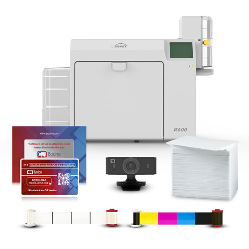 Seaory R600 Retransfer Dual Sided ID Card Printer & Complete Supplies Package with Bodno ID Software - Bronze Edition