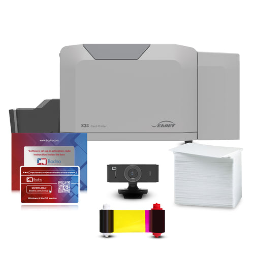 Seaory S28 Dual Sided ID Card Printer & Complete Supplies Package with Bodno ID Software - Bronze Edition