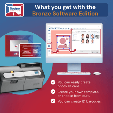 Zebra ZXP Series 7 Dual Sided ID Card Printer & Complete Supplies Package with Bodno Bronze Edition ID Software 