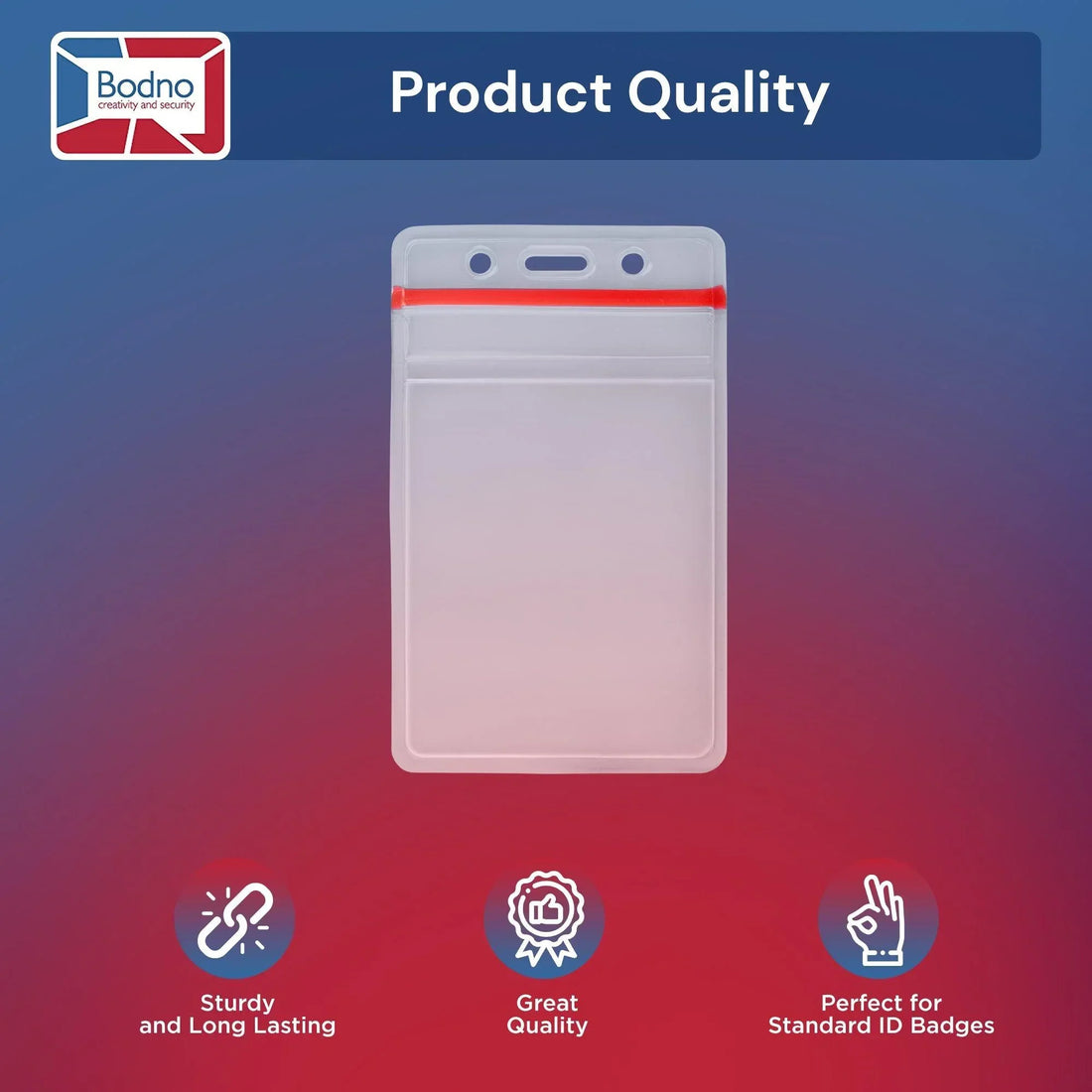 Badge Holders Vertical 100 Pack - Bodno 