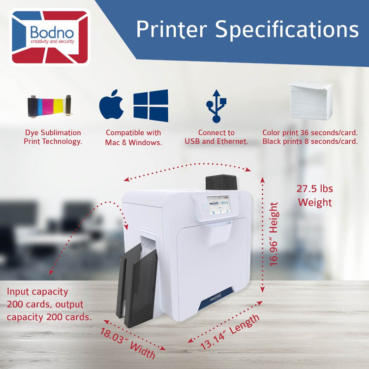 Magicard Ultima Dual Sided ID Card Printer & Supplies Package - Bodno Bronze Edition Software