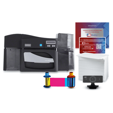 Fargo DTC4500e Dual Sided ID Card Printer & Complete Supplies Package with Bodno Bronze Edition ID Software 