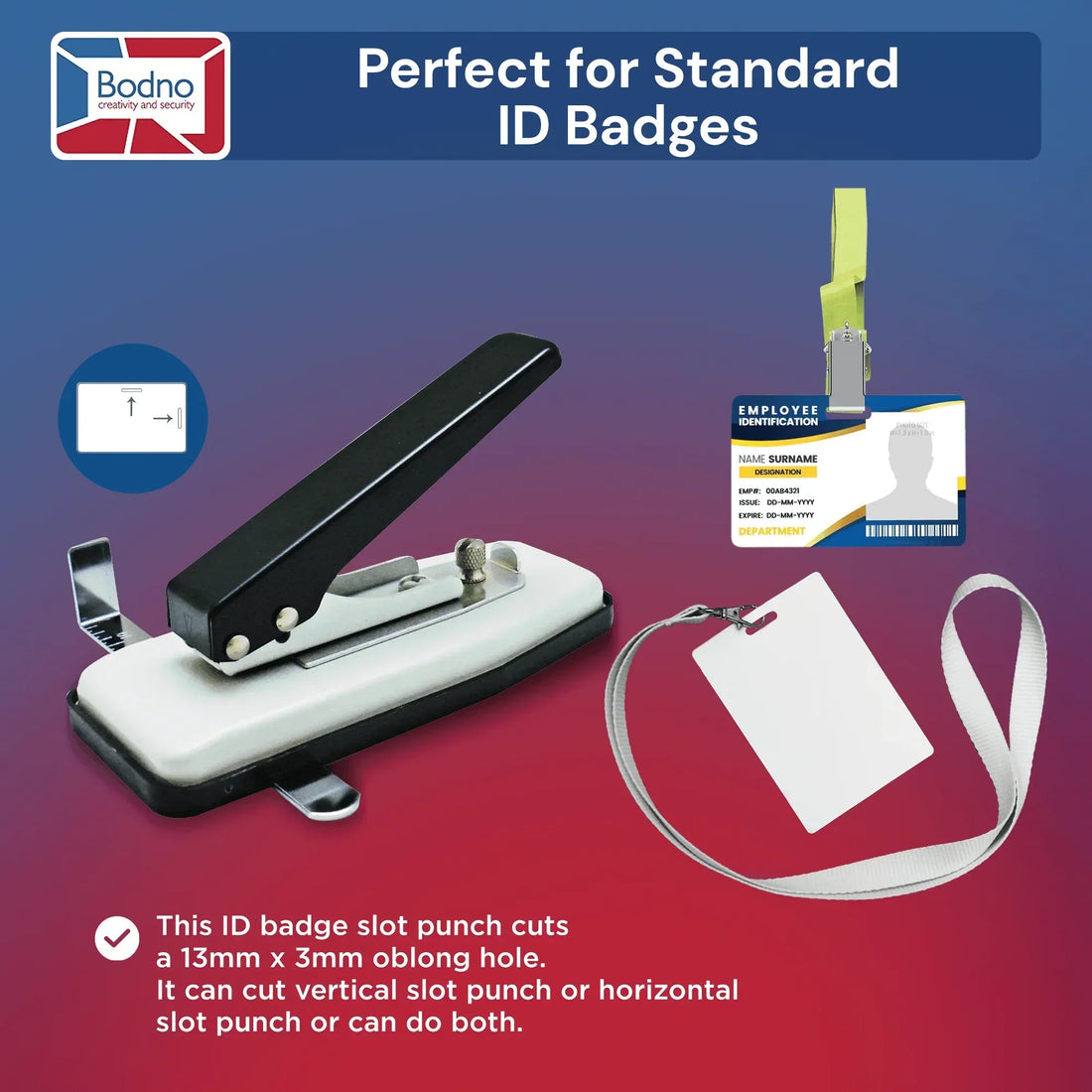 Hand held ID Card Slot Punch (Works with All PVC Cards and ID Card Printers) - Bodno 