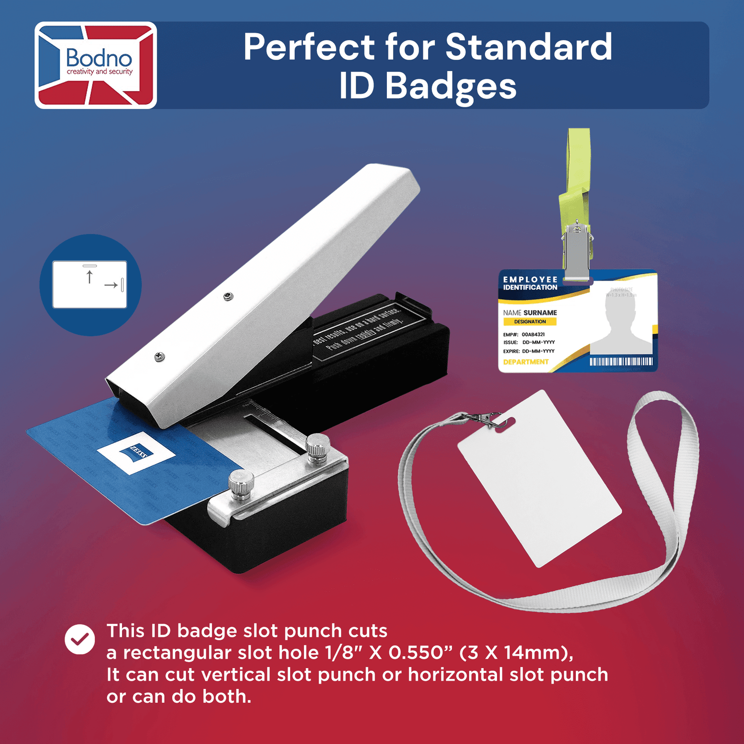 HD Table Top Badge Slot Punch for ID Cards - Works with All PVC