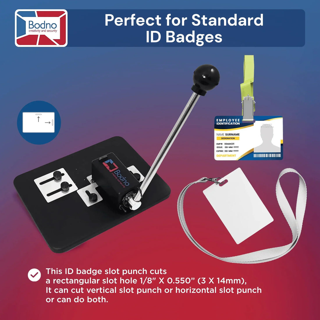 Heavy Duty Table Top Slot Punch for ID Cards (Works with All PVC Cards and ID Card Printers) Black - Bodno 