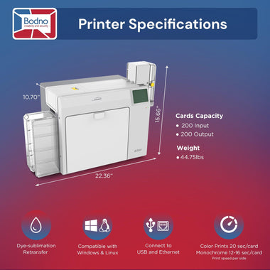 Seaory R300 Retransfer Dual Sided ID Card Printer & Complete Supplies Package with Bodno ID Software - Bronze Edition