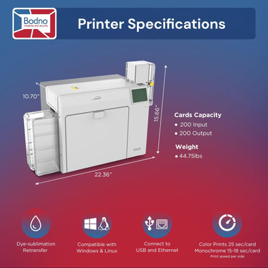 Seaory R600 Retransfer Dual Sided ID Card Printer & Complete Supplies Package with Bodno ID Software - Bronze Edition