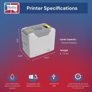 Seaory S25 Single Sided ID Card Printer & Complete Supplies Package with Bodno ID Software - Bronze Edition