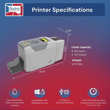 Seaory S28 Dual Sided ID Card Printer & Complete Supplies Package with Bodno ID Software - Bronze Edition