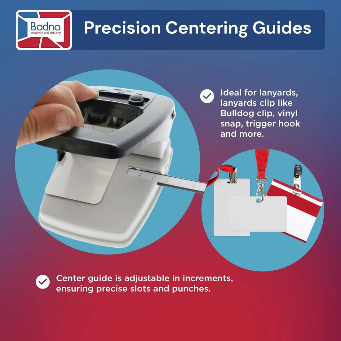 3-in-1 ID Badge Slot Punch for ID Cards (Works with All PVC Cards and ID Card Printers)  - Bodno 