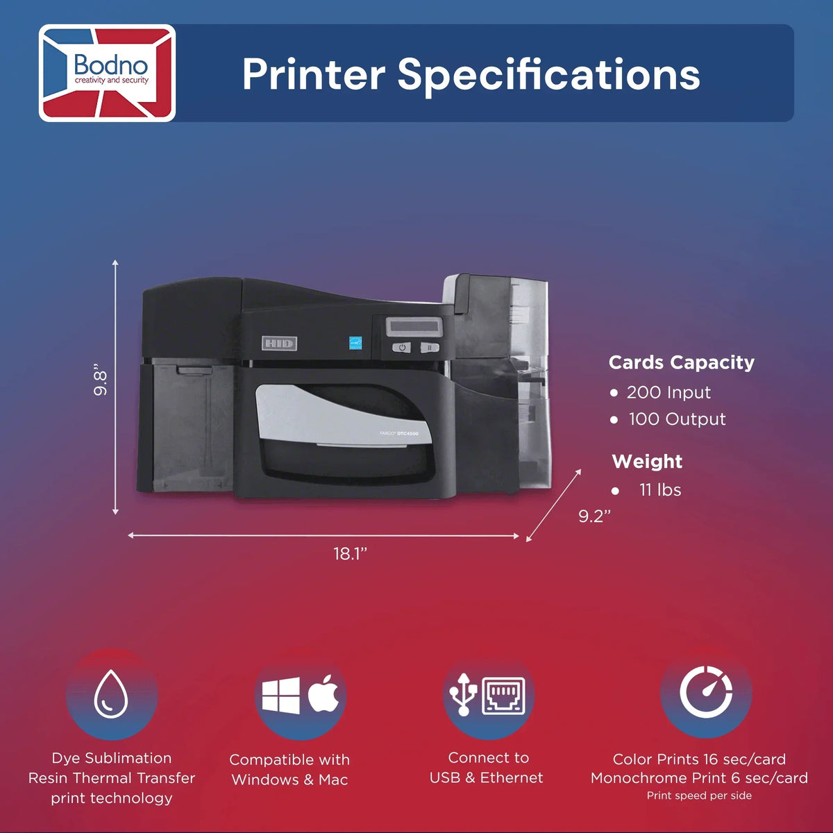 Fargo DTC4500e ID Card Printer - Bodno 