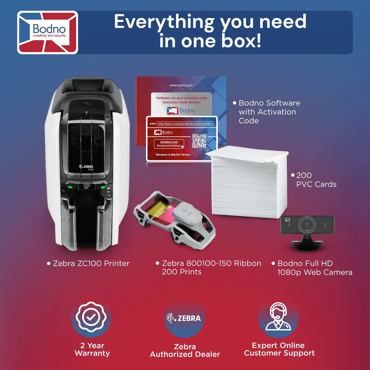 Zebra ZC100 ID Card Printer - Bodno 