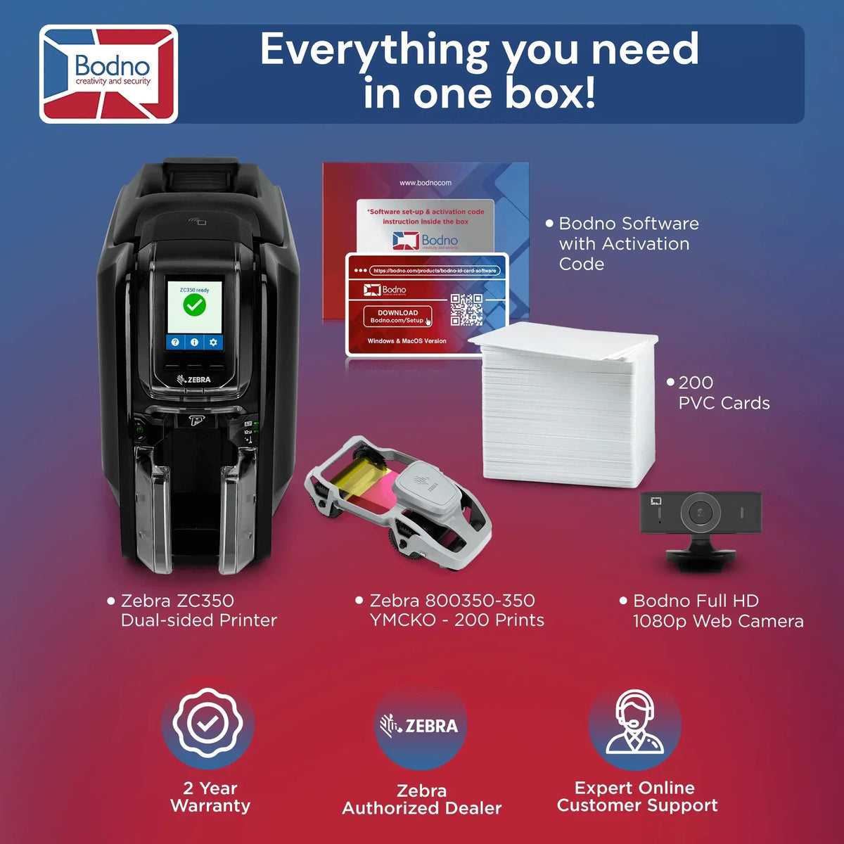 Zebra ZC350 ID Card Printer - Bodno 